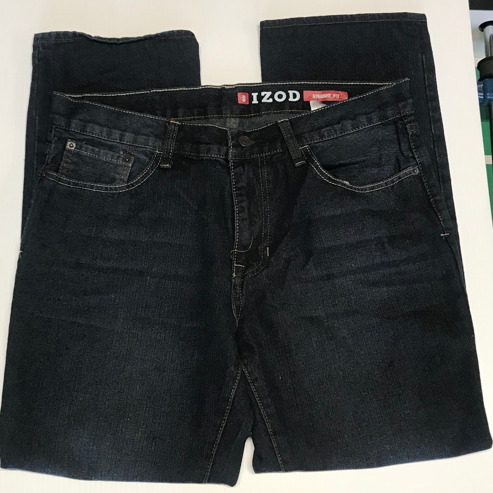 IZOD DENIM JEANS  34W 30L (#IZ23)  LIKE NEW - DARK DENIM